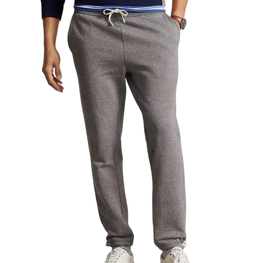 Polo Ralph Lauren Mens XL Heather Grey Fleece Sweatpants Drawstring Cuffs New